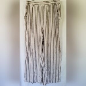 Jessica London 20W Black/White/Tan Stripped Linen Pants